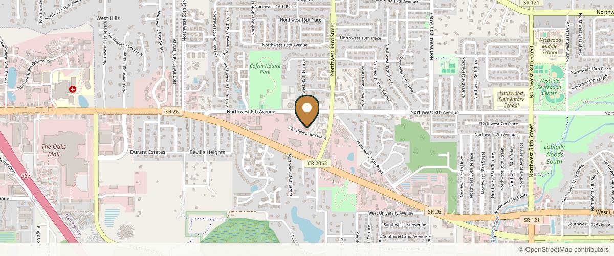 Map showing Dr. Jason J. Rosenberg, MD in Gainesville, Florida