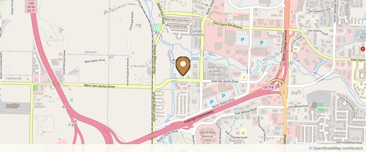 Map showing Dr. Jason Stubbs in Fayetteville, Arkansas