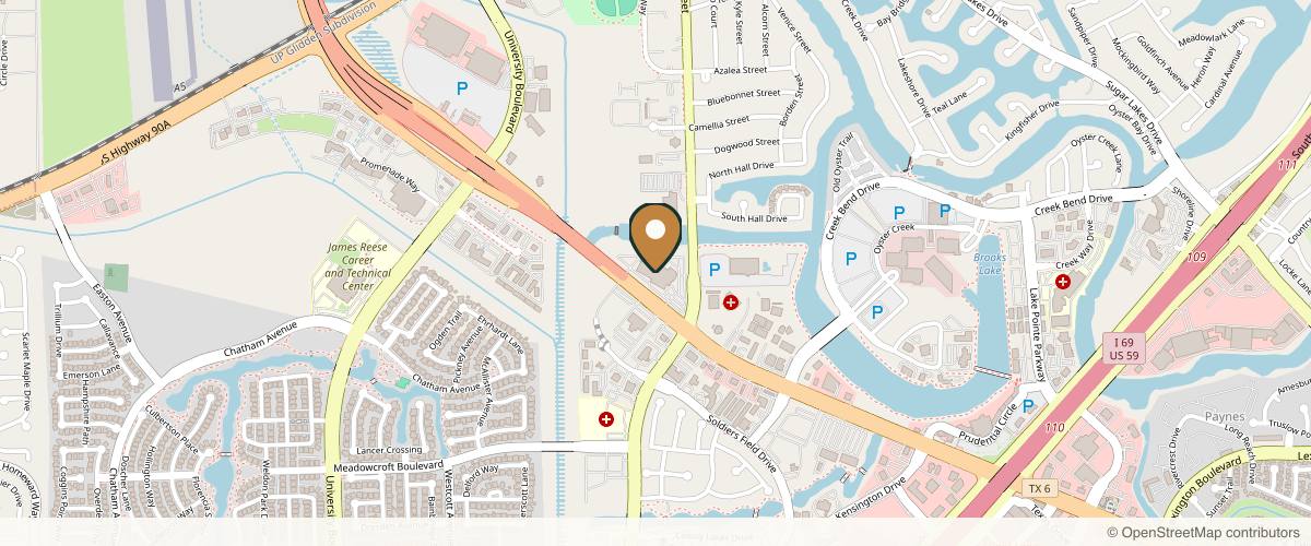 Map showing Dr. Jay Shenaq - Plastic Surgery of Houston in Sugar Land, Texas