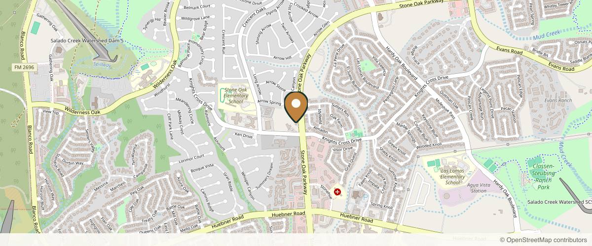 Map showing Dr. Jeneby Plastic Surgery in San Antonio, Texas