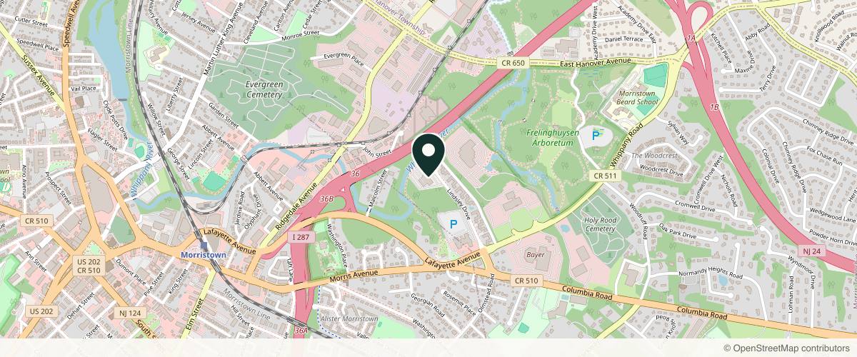 Map showing Dr. Jeremiah Redstone, MD, Plastic Surgeon in Morristown, New Jersey