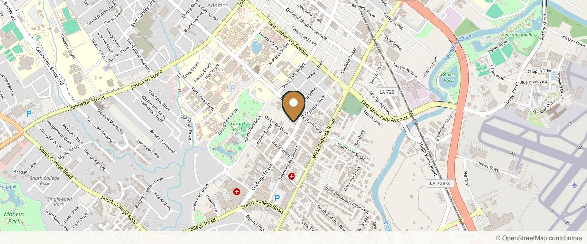 Map showing Dr. Joseph P. Lupo in Lafayette, Louisiana