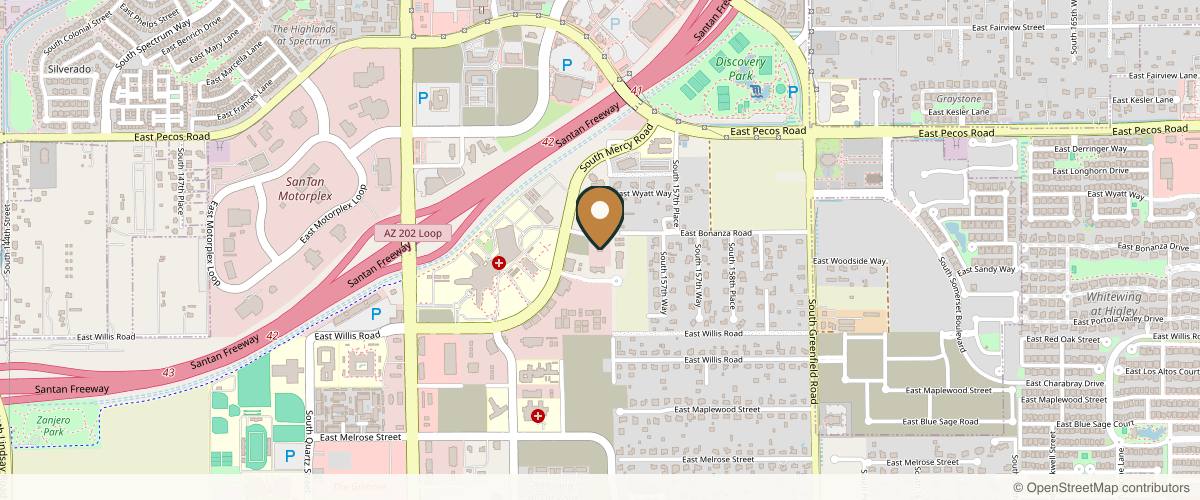 Map showing Dr. Josh Olson in Gilbert, Arizona