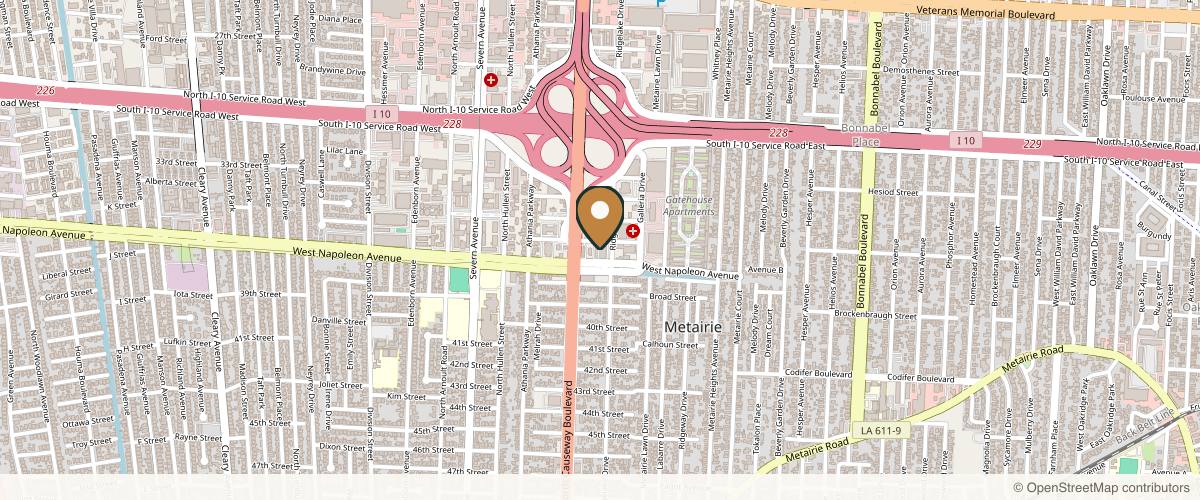 Map showing Dr. Jules Walters - Board Certified Plastic Surgeon in New Orleans, Louisiana