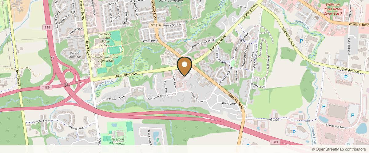 Map showing Dr. Katherine Lane in Burlington, Vermont