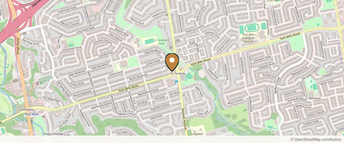 Map showing Dr. Kreidstein Cosmetic Plastic Surgery in Richmond Hill, Ontario
