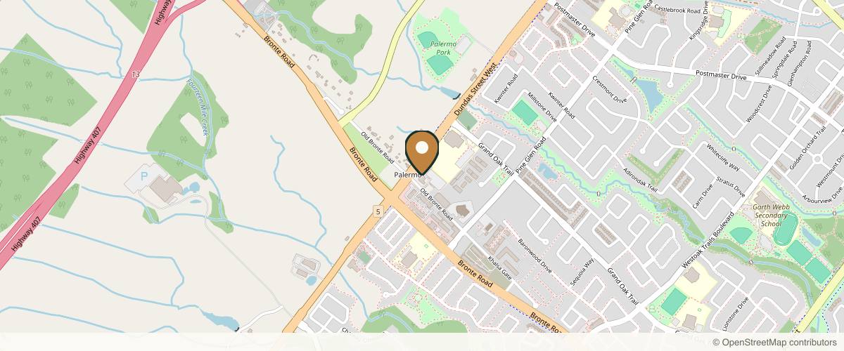Map showing Dr. Lauren Willoughby, MD FRCSC in Oakville, Ontario