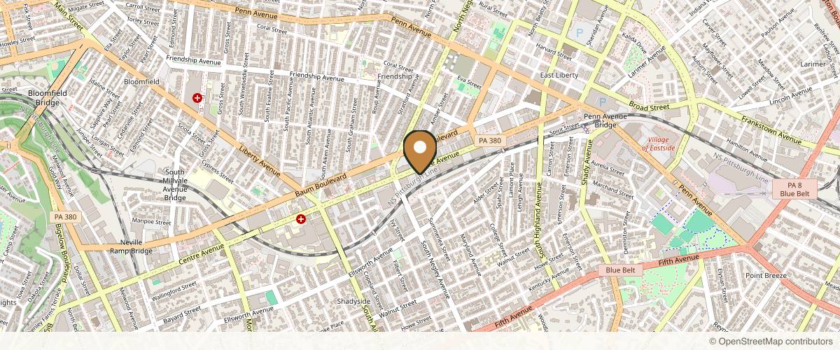 Map showing Dr. Marc D. Liang, M.D., F.A.C.S: Aesthetic Plastic Surgery of Pittsburgh in Pittsburgh, Pennsylvania