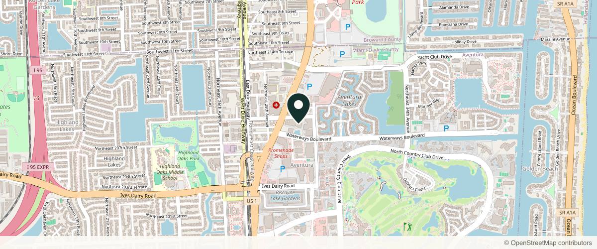 Map showing Dr. Marisa Potter, MD Dermatology in Aventura, Florida