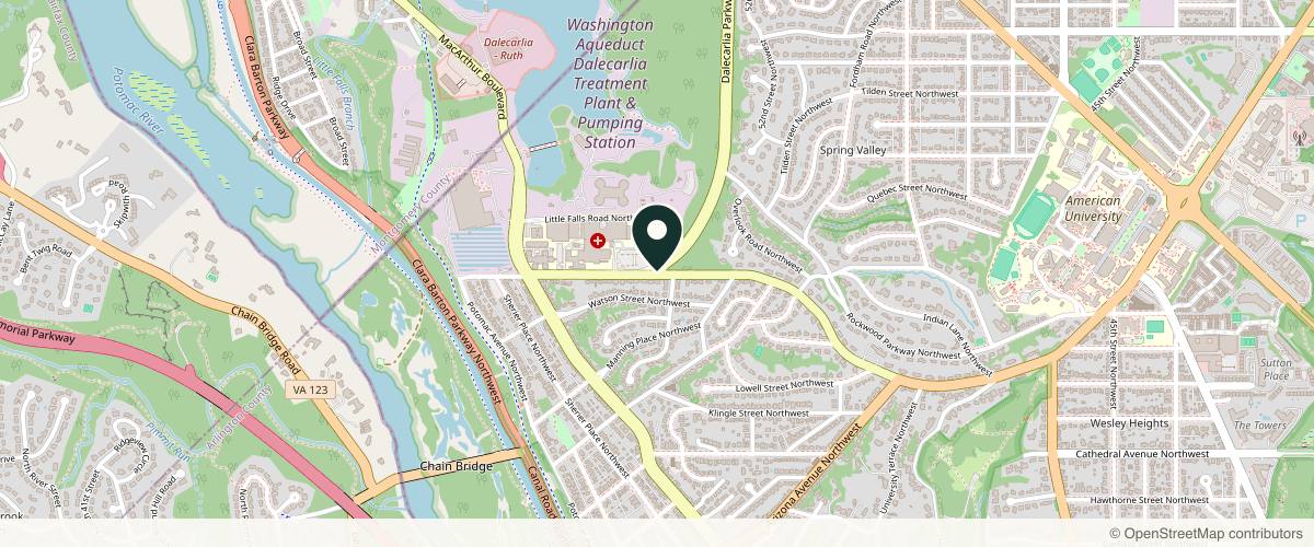 Map showing Dr. Mary Ella Carter, MD FACS in Washington, District of Columbia