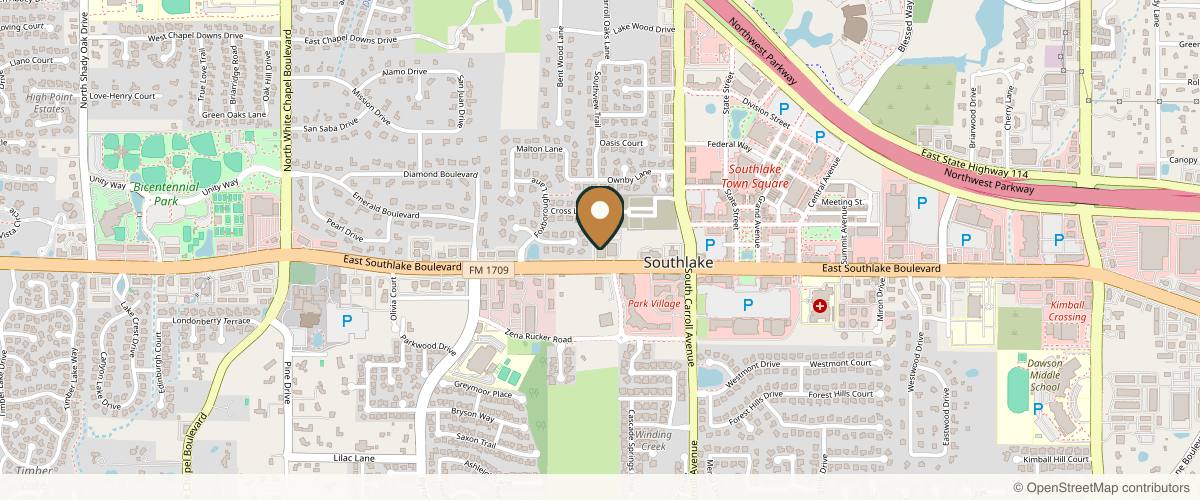 Map showing Dr. Matt Novak in Southlake, Texas