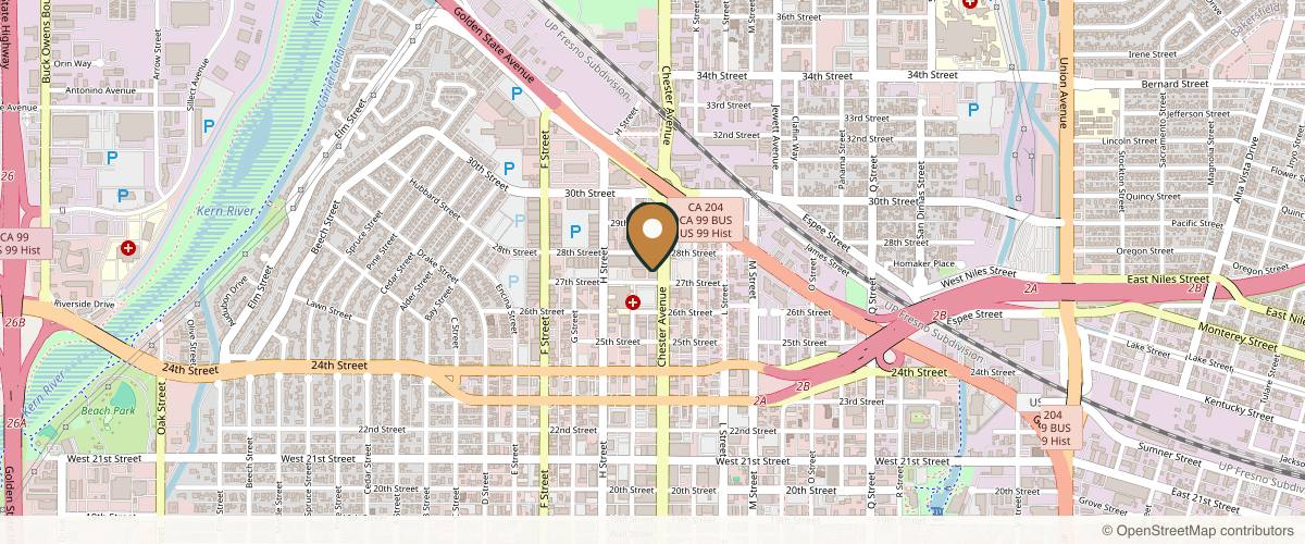 Map showing Dr. Michael Brandon Freeman, MD in Bakersfield, California