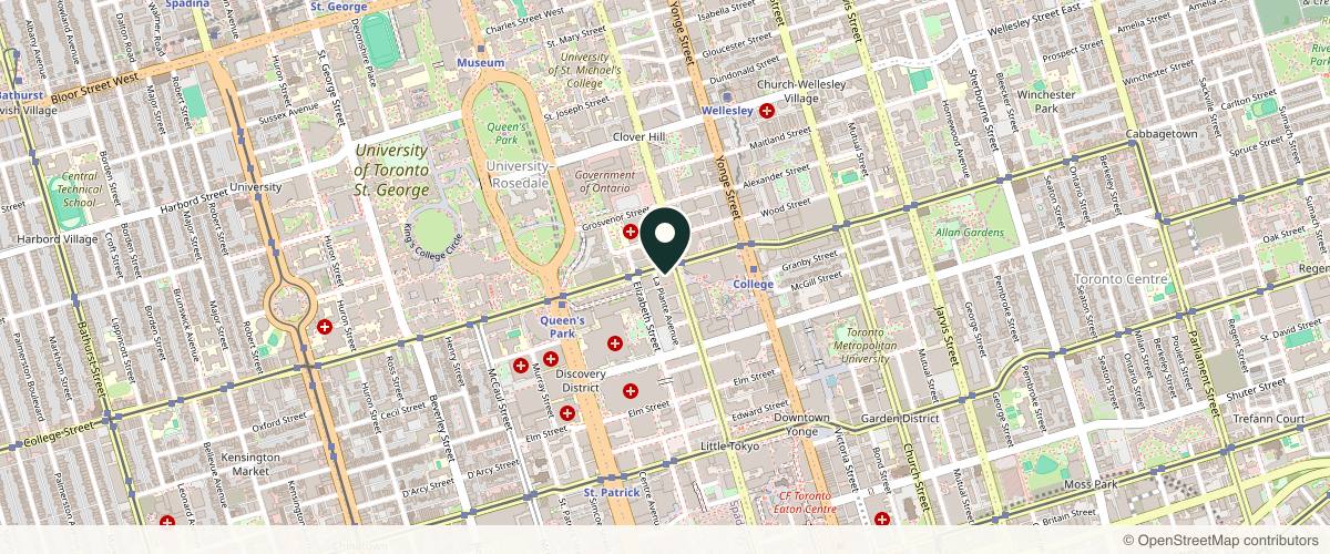 Map showing Dr. Mitchell Brown, Toronto Plastic Surgery in Toronto, Ontario