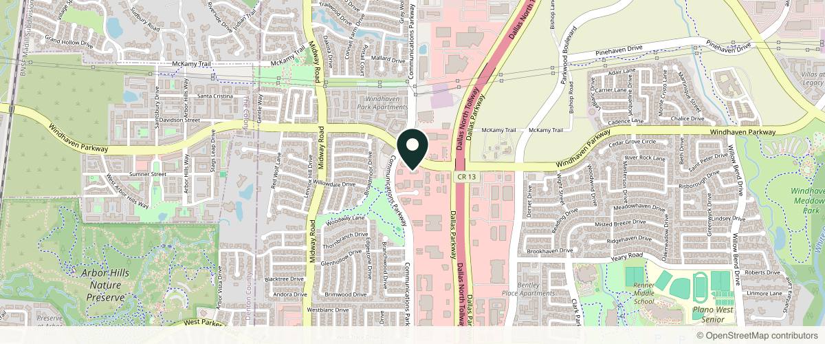 Map showing Dr. Natalie Wright MD Dermatology in Plano, Texas