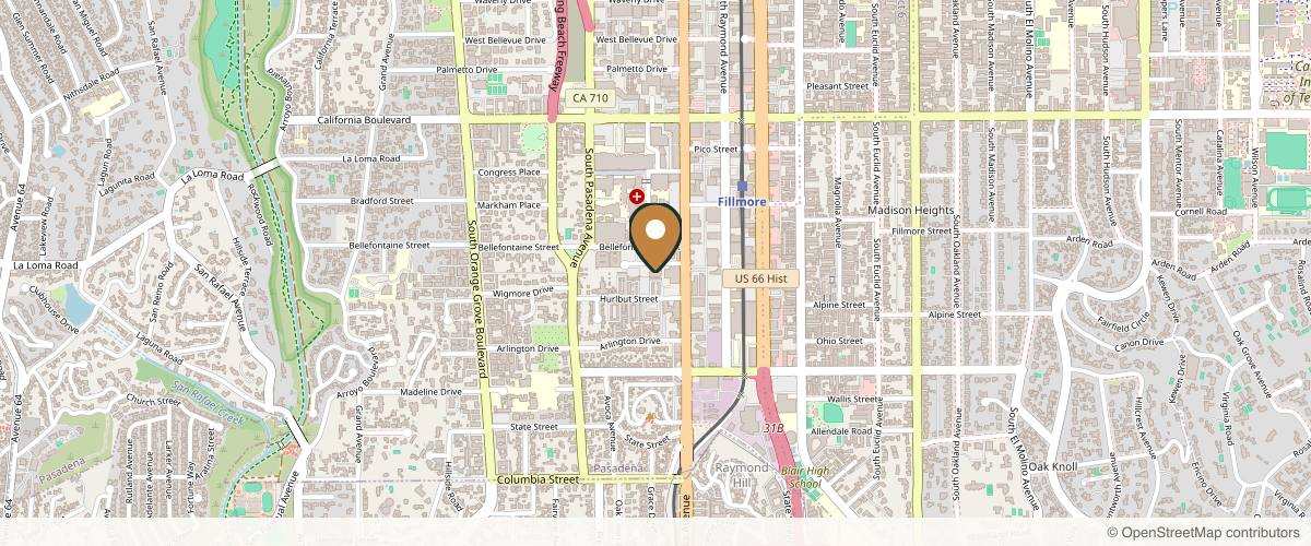 Map showing Dr. Nima Plastic Surgery in Pasadena, California