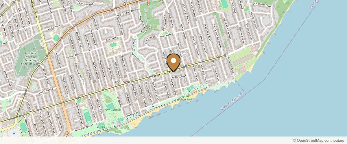 Map showing Dr. Oakley Smith Rhinoplasty in Toronto, Ontario