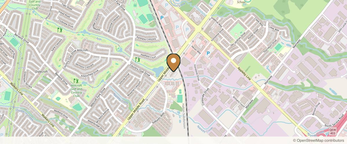 Map showing Dr. Paul Carter Plastic Surgeon in Burlington, Ontario