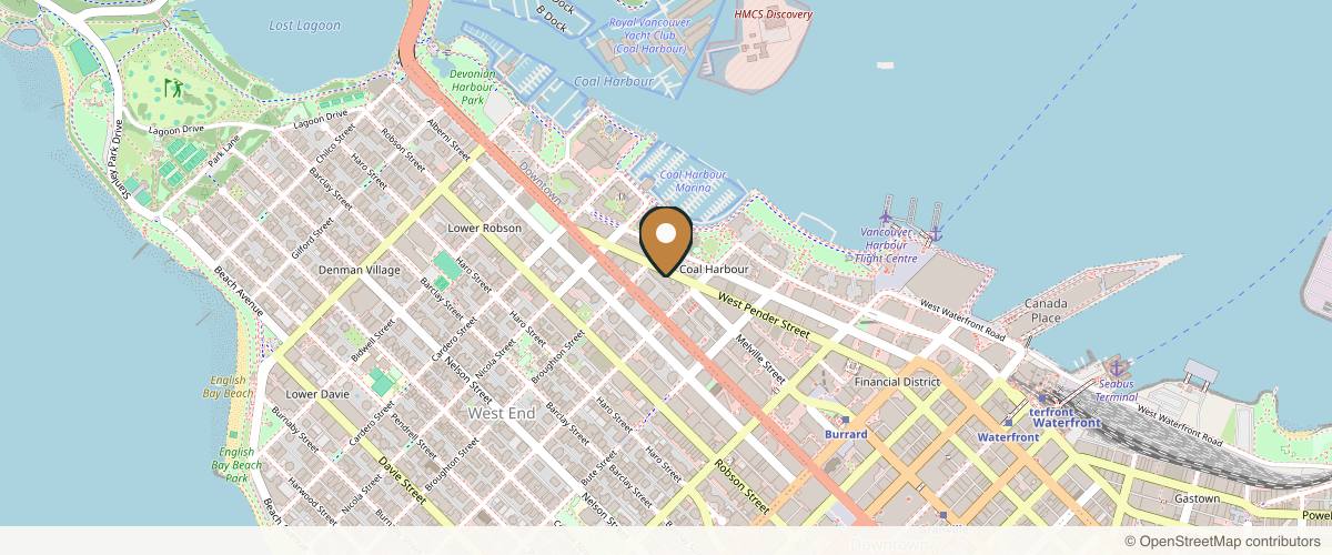 Map showing Dr. Paul Denton - Refine Cosmetic Surgery in Vancouver, British Columbia