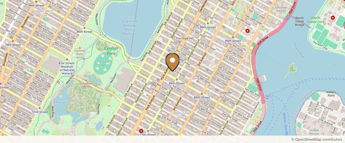 Map showing Dr. Richard Swift, MD: Plastic Surgeon NYC, Buccal Fat Removal, Deep Plane Facelift and Chin Liposuction in Manhattan, New York