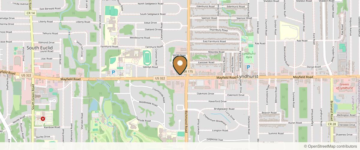 Map showing Dr. Rodney A. Green M.D. FACS in Cleveland, Ohio