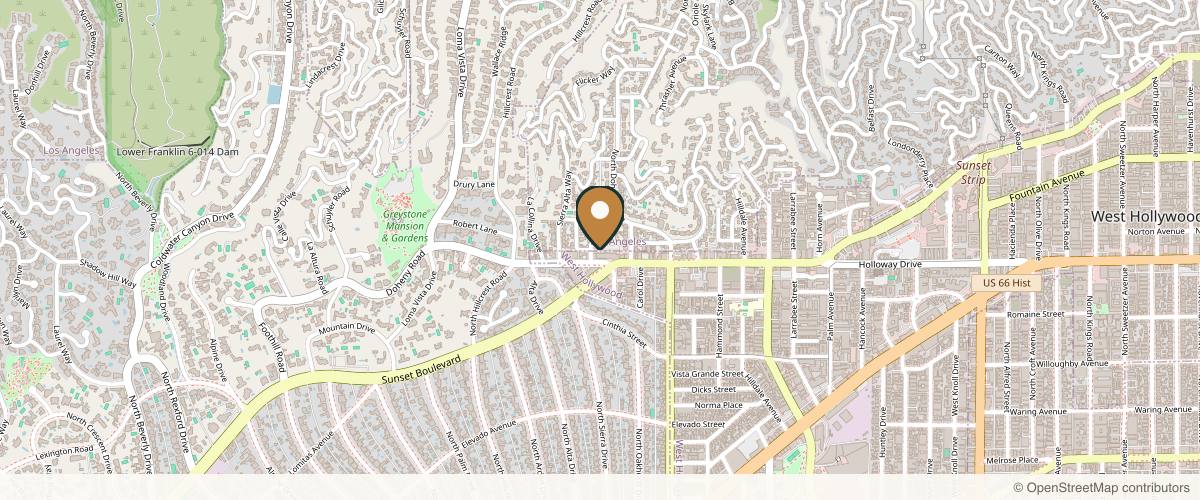 Map showing Dr. Roger Tsai, Plastic Surgery in West Hollywood, California