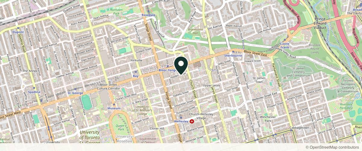 Map showing Dr. Rose Plastic Surgery in Toronto, Ontario