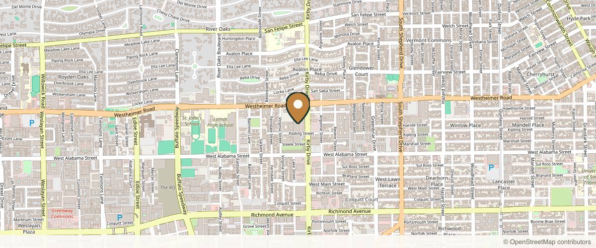 Map showing Dr. Roth Plastic Surgery in Houston, Texas