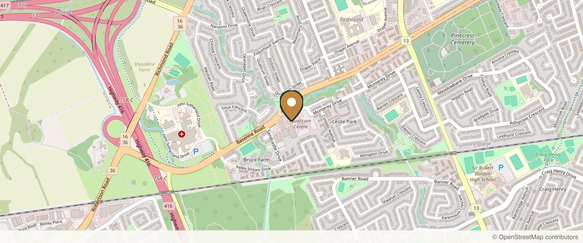 Map showing Dr. Sean Smith Plastic Surgery in Ottawa, Ontario