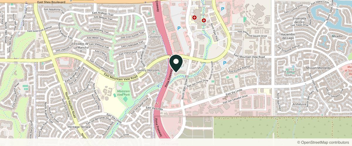 Map showing Dr. Shaun Parson Plastic Surgery and Skin Center in Scottsdale, Arizona