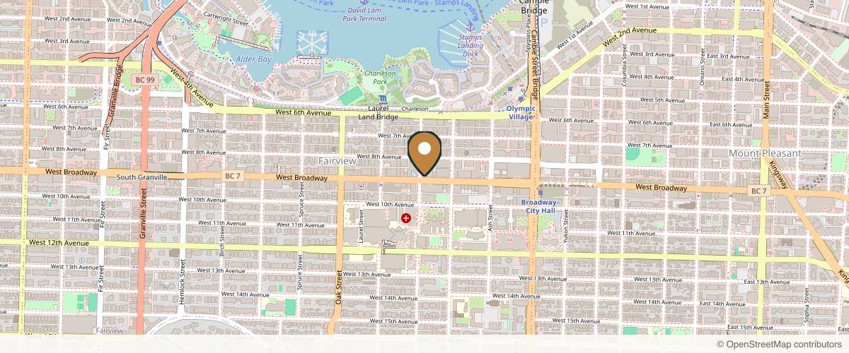 Map showing Dr Sheina Macadam Plastic Surgery & Aesthetics in Vancouver, British Columbia