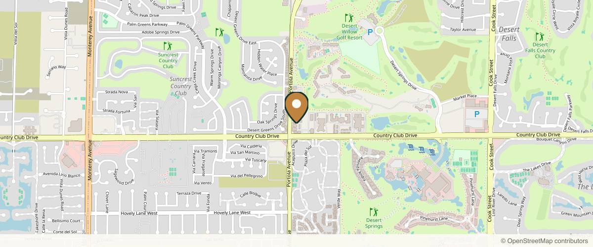 Map showing Dr Tantawi Beauty Refined Plastic surgery in Palm Desert, California