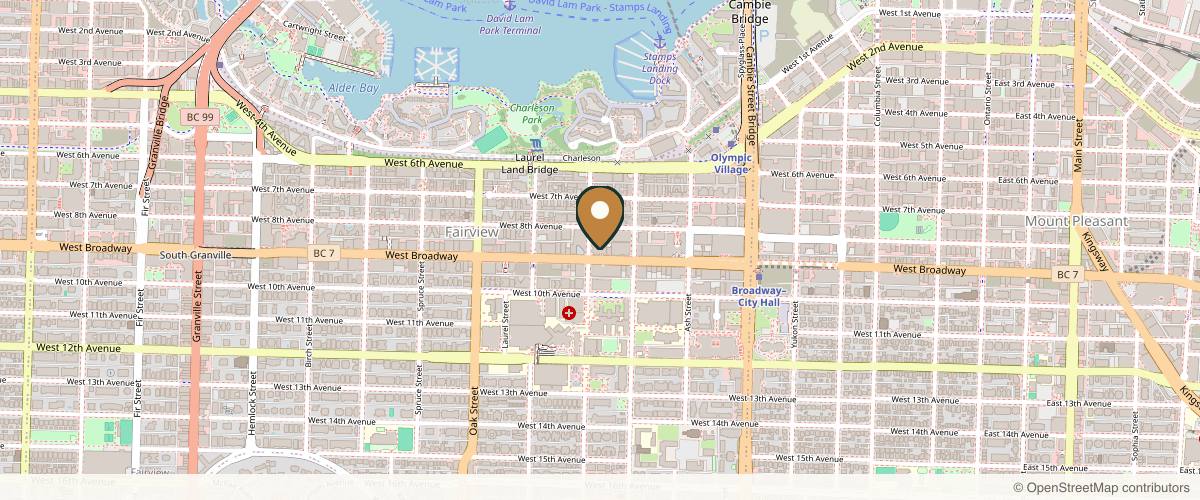 Map showing Dr. Tia Liu, Plastic Surgery in Vancouver, British Columbia