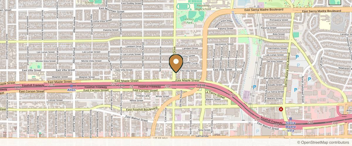 Map showing Dr. Vincent Hung - Plastic Surgery & Dermatology in Pasadena, California