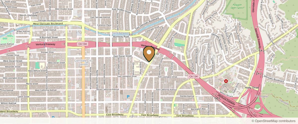 Map showing Dr. Vladimir Grigoryants in Glendale, California