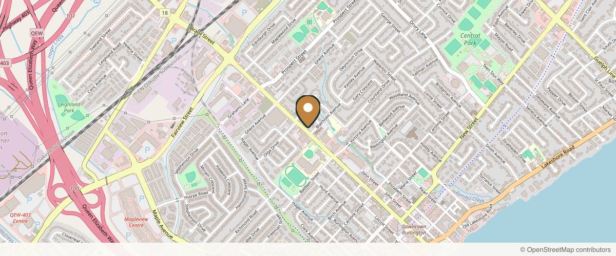 Map showing Dr West Aesthetic Medicine in Burlington, Ontario