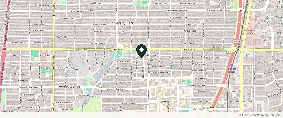 Map showing Dr. William P. Adams Jr. in Dallas, Texas