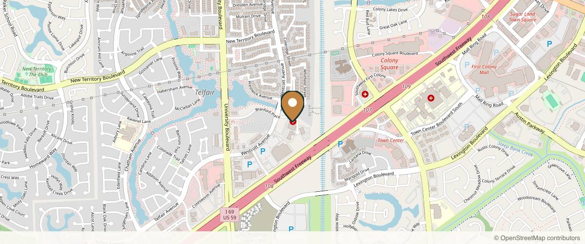 Map showing Empowered Plastic Surgery in Sugar Land, Texas