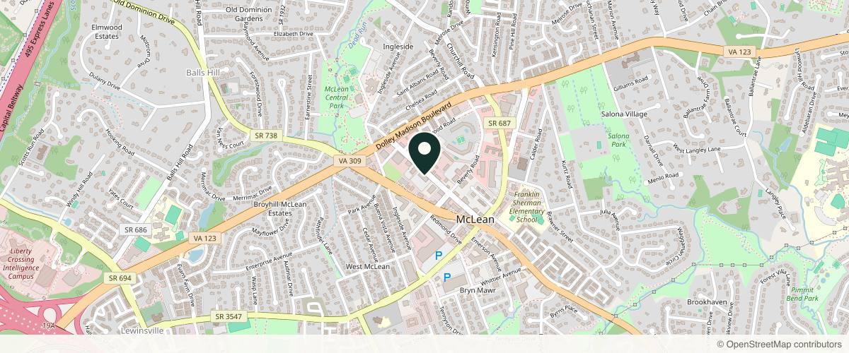 Map showing ENT & Facial Plastic Surgery in Arlington, Virginia