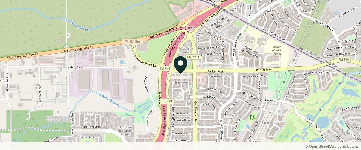 Map showing Epiphany Dermatology in Frisco, Texas