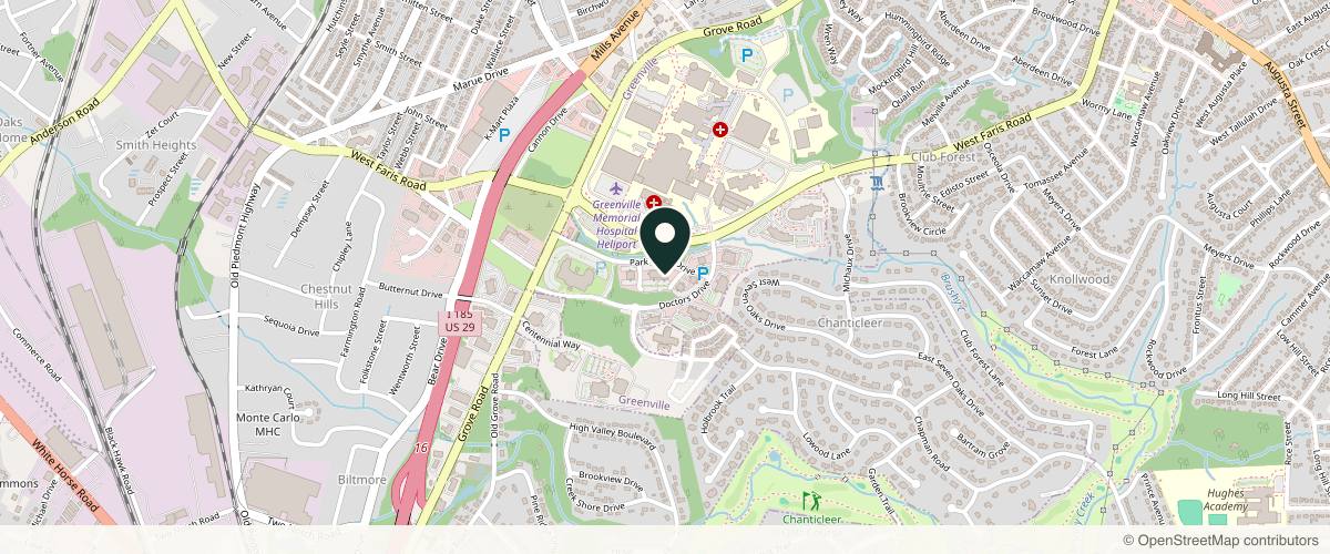 Map showing Epiphany Dermatology in Greenville, South Carolina