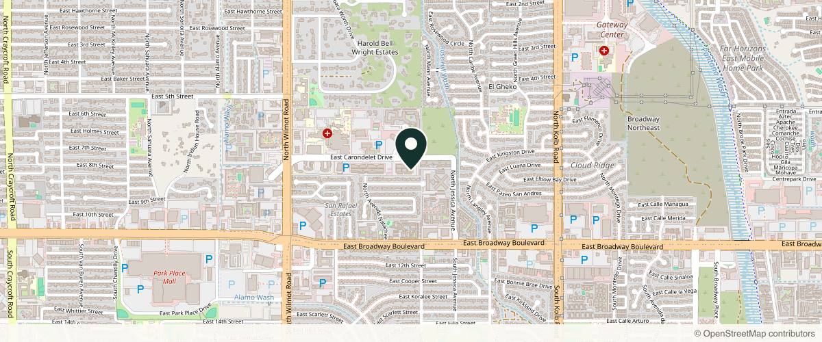 Map showing Epiphany Dermatology in Tucson, Arizona