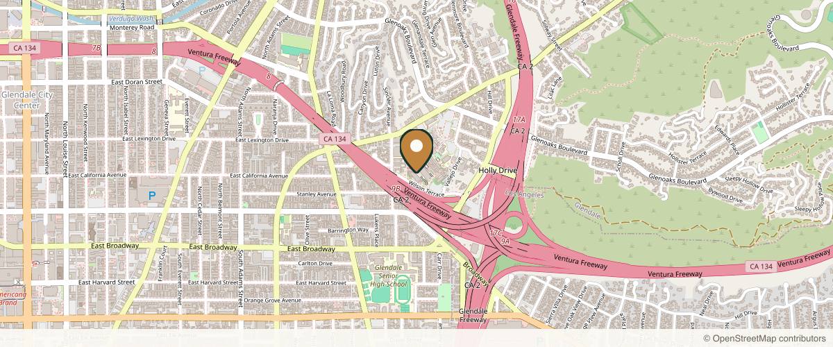 Map showing Eric J. Yavrouian, M.D. in Glendale, California