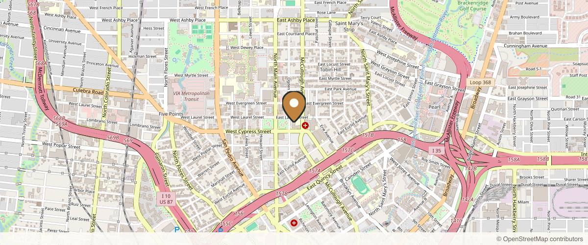 Map showing Eric S. Schaffer, MD FACS in San Antonio, Texas