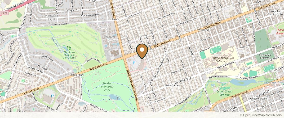 Map showing Esteem Medical Aesthetics and Wellness in Allentown, Pennsylvania