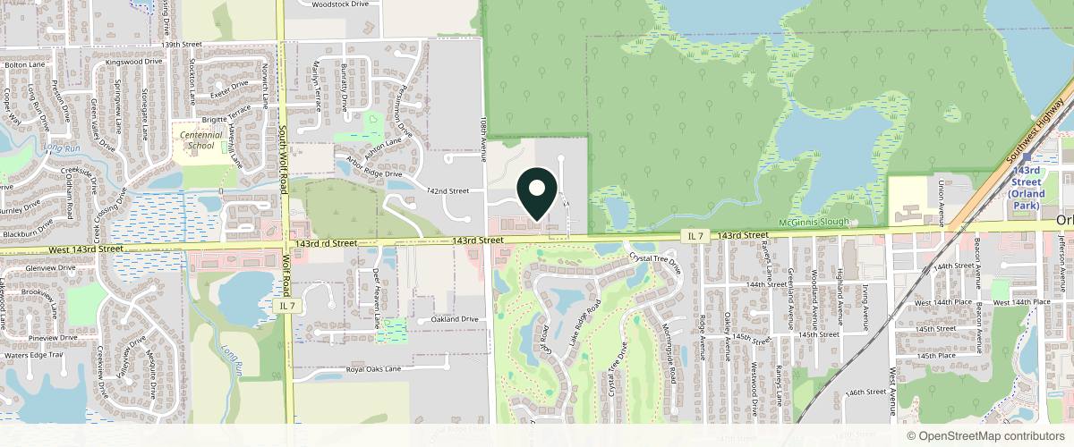 Map showing Evan T. Manolis M.D. in Orland Park, Illinois