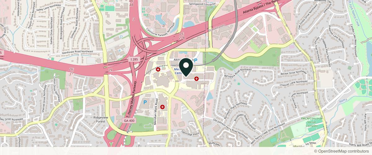 Map showing Evelina Plastic Surgery and Aesthetics: Dr. Katherine B. Santosa, MD, MS in Atlanta, Georgia