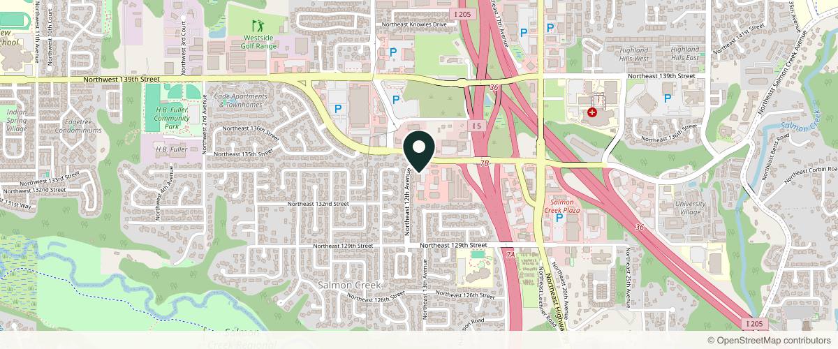 Map showing Evergreen Plastic Surgery in Vancouver, Washington