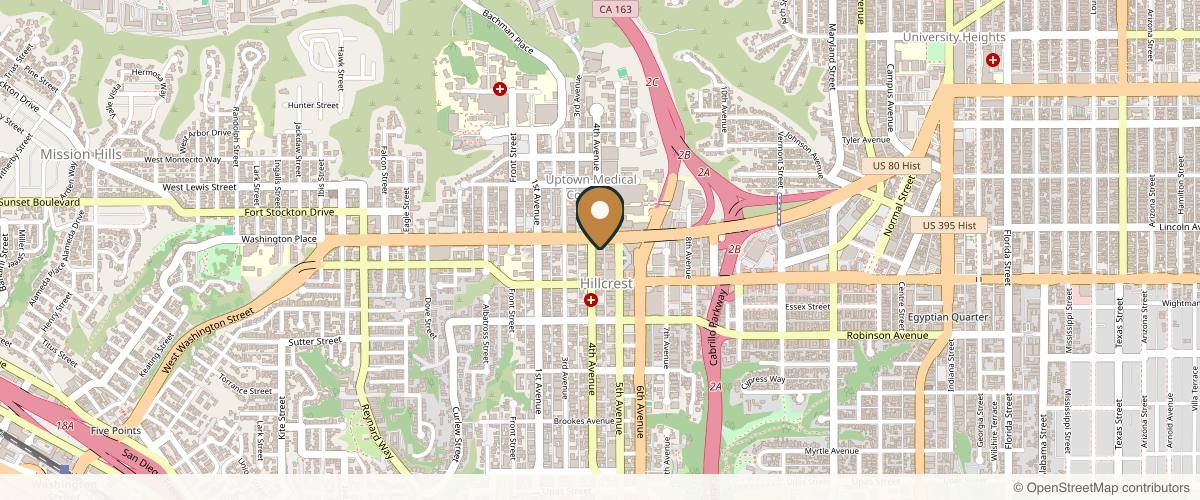 Map showing Evolve Aesthetic Surgery in San Diego, California