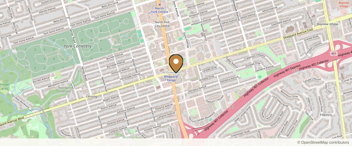 Map showing EyeFACE Institute in Richmond Hill, Ontario