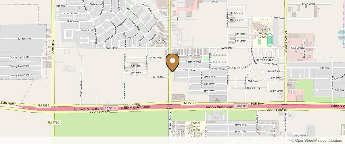Map showing FacePlus Plastic Surgery Institute in Lubbock, Texas
